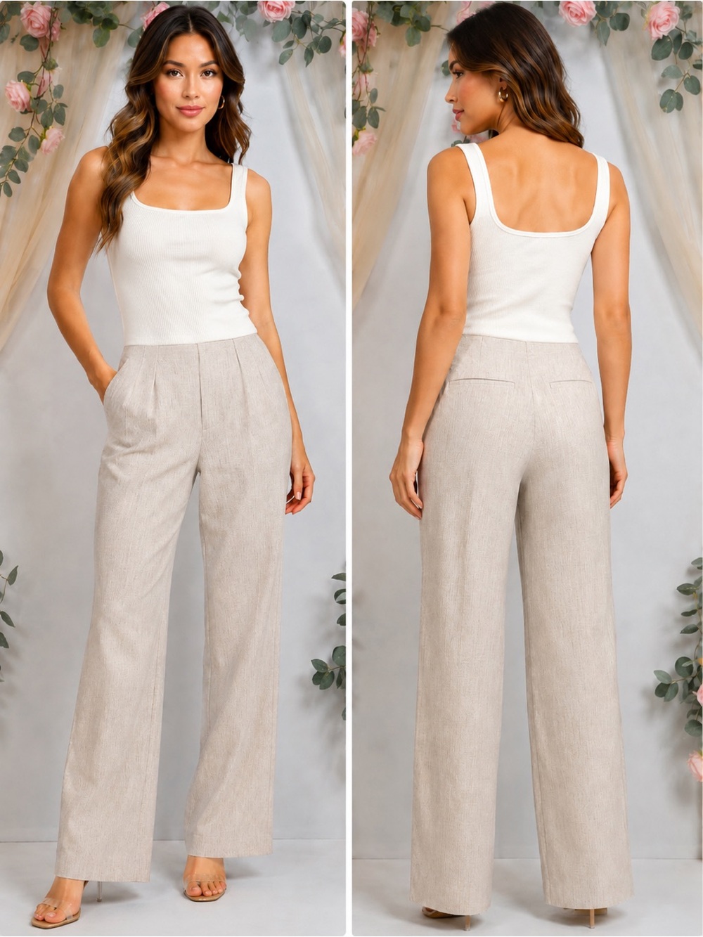 Wild Fable Beige High Rise Pleated Tailored Pants Size 6 NWT